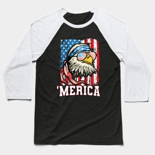 4th of July Bald Eagle USA Flag Patriotic Merica Baseball T-Shirt